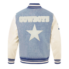 NFL DALLAS COWBOYS VARSITY BLUES MEN'S DENIM VARSITY JACKET (DENIM/LINEN)