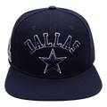 NFL DALLAS COWBOYS STACKED LOGO WOOL UNISEX SNAPBACK HAT (MIDNIGHT NAVY)