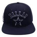 NFL DALLAS COWBOYS STACKED LOGO WOOL UNISEX SNAPBACK HAT (MIDNIGHT NAVY)