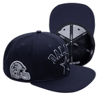 NFL DALLAS COWBOYS STACKED LOGO WOOL UNISEX SNAPBACK HAT (MIDNIGHT NAVY)