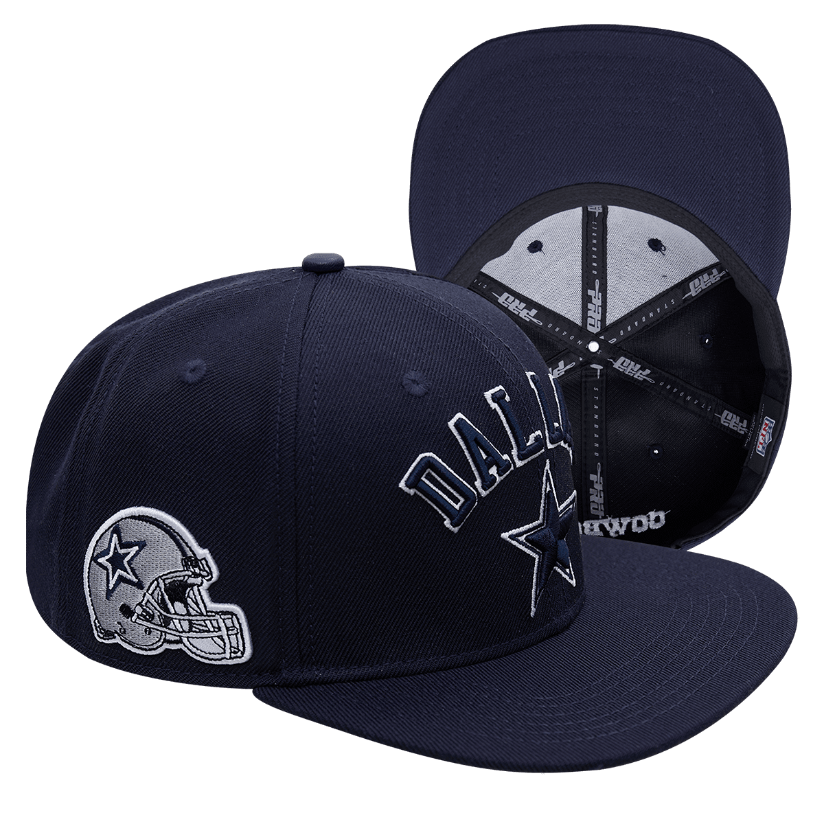 NFL DALLAS COWBOYS STACKED LOGO WOOL UNISEX SNAPBACK HAT (MIDNIGHT NAVY)