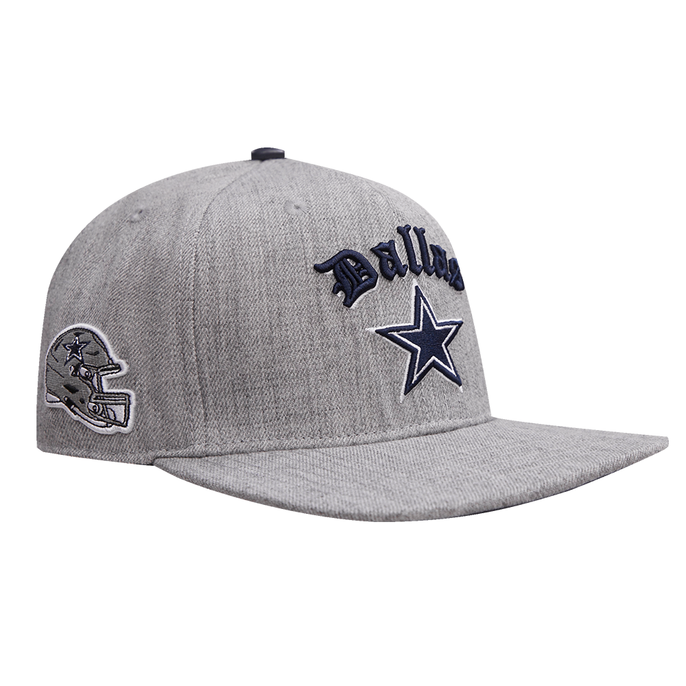 NFL DALLAS COWBOYS OLD ENGLISH UNISEX 6 PANEL SNAPBACK HAT (HEATHER GREY)