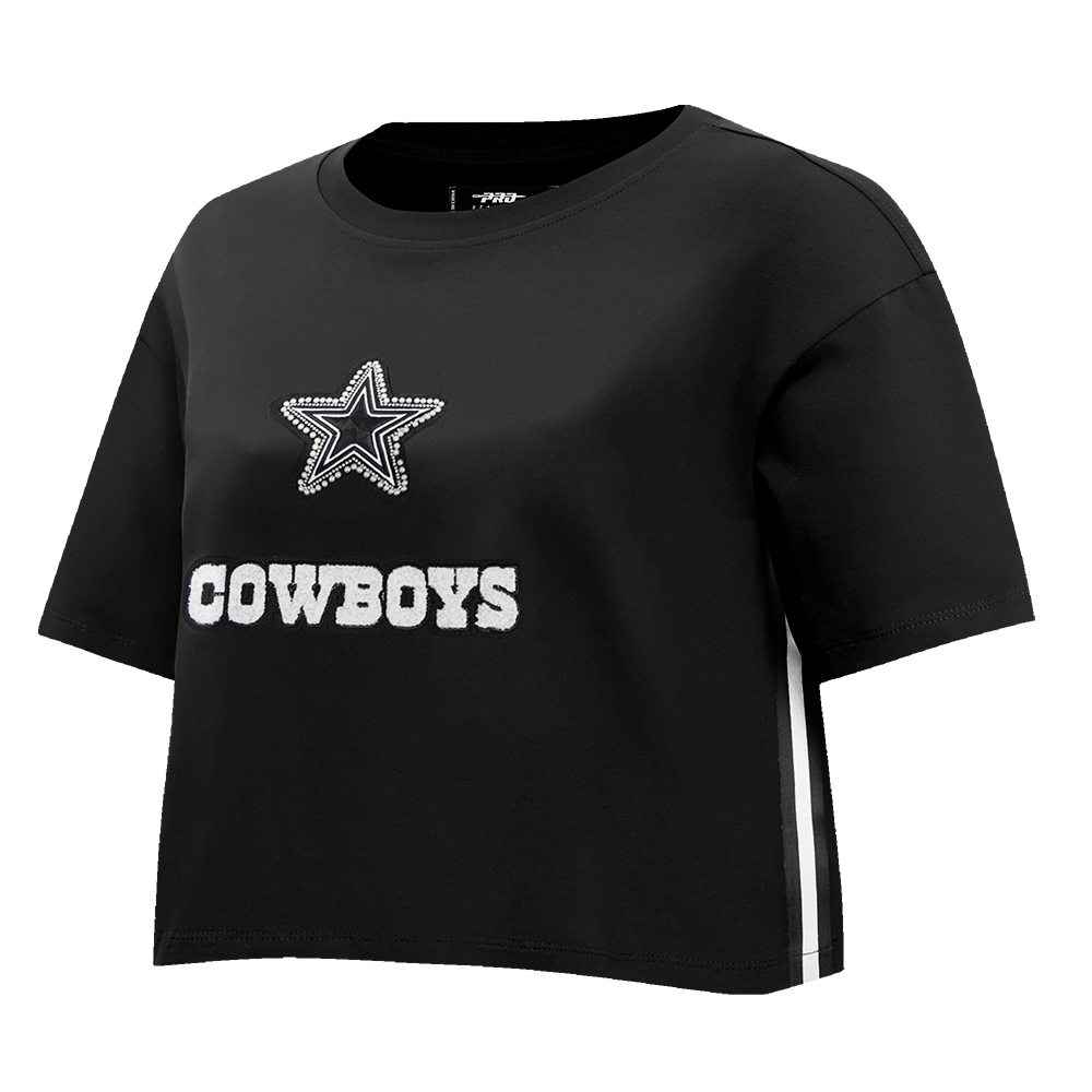 NFL DALLAS COWBOYS PEARLS WOMEN'S SINGLE JERSEY BOXY TEE (BLACK)