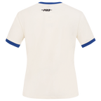 NFL DALLAS COWBOYS RETRO CASCADE T-SHIRT À BORDURES CONTRASTANTES POUR FEMME (COQUILLE D'ŒUF/BLEU DODGER)