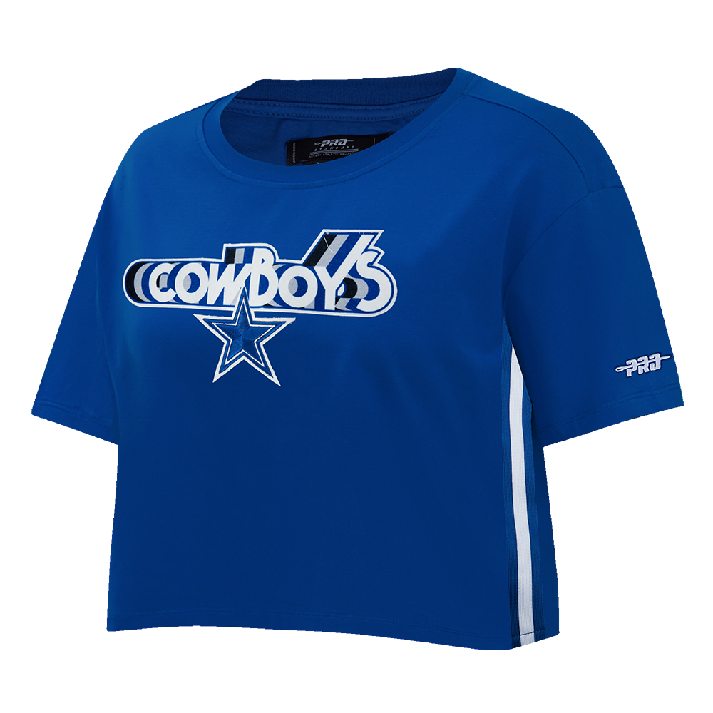 NFL DALLAS COWBOYS RETRO ELEVATION WOMEN'S SINGLE JERSEY BOXY TEE (DODGER BLUE)