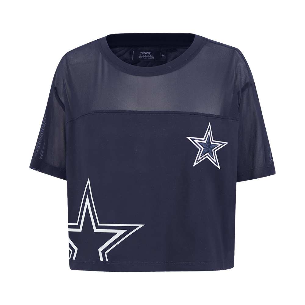 NFL DALLAS COWBOYS SHEER INFLUENCE T-SHIRT TRANSPARENT À COUPE CARRÉE POUR FEMME (MARINE MINUIT)