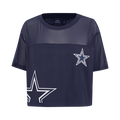 NFL DALLAS COWBOYS SHEER INFLUENCE T-SHIRT TRANSPARENT À COUPE CARRÉE POUR FEMME (MARINE MINUIT)