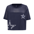NFL DALLAS COWBOYS SHEER INFLUENCE T-SHIRT TRANSPARENT À COUPE CARRÉE POUR FEMME (MARINE MINUIT)