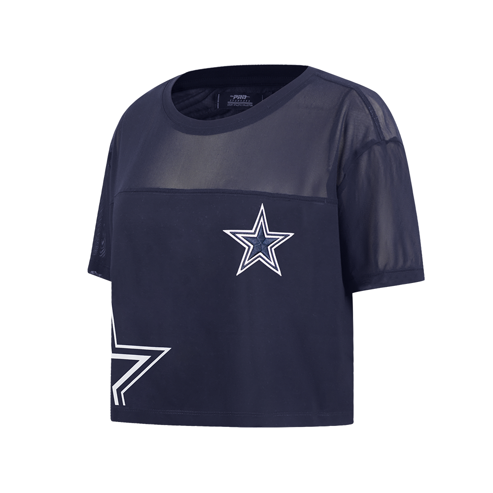 NFL DALLAS COWBOYS SHEER INFLUENCE T-SHIRT TRANSPARENT À COUPE CARRÉE POUR FEMME (MARINE MINUIT)