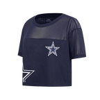 NFL DALLAS COWBOYS SHEER INFLUENCE T-SHIRT TRANSPARENT À COUPE CARRÉE POUR FEMME (MARINE MINUIT)