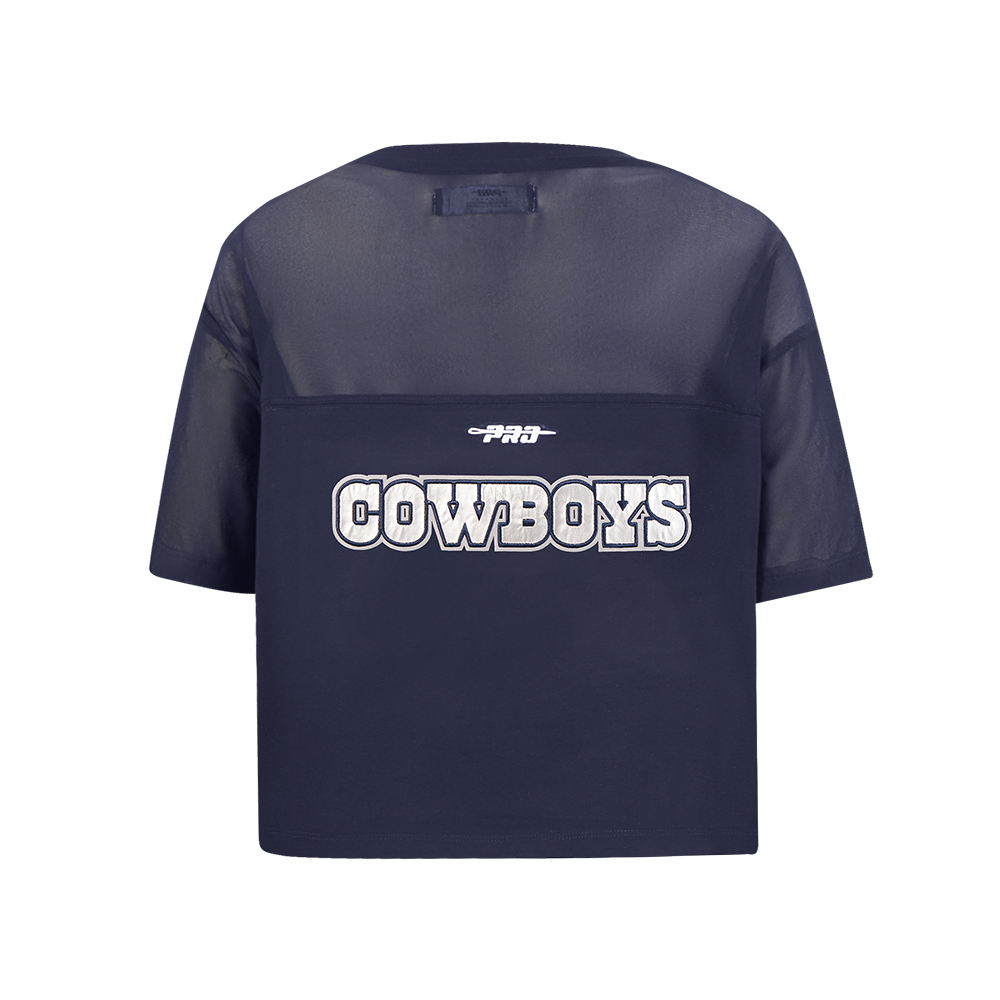 NFL DALLAS COWBOYS SHEER INFLUENCE T-SHIRT TRANSPARENT À COUPE CARRÉE POUR FEMME (MARINE MINUIT)