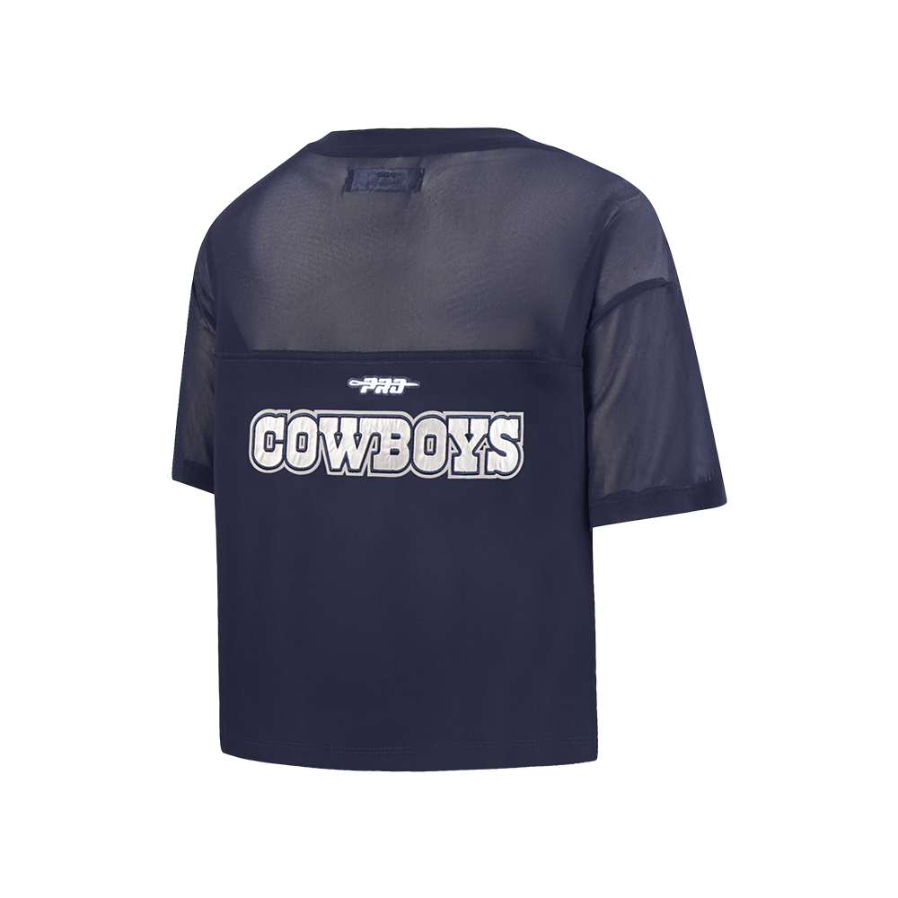 NFL DALLAS COWBOYS SHEER INFLUENCE T-SHIRT TRANSPARENT À COUPE CARRÉE POUR FEMME (MARINE MINUIT)
