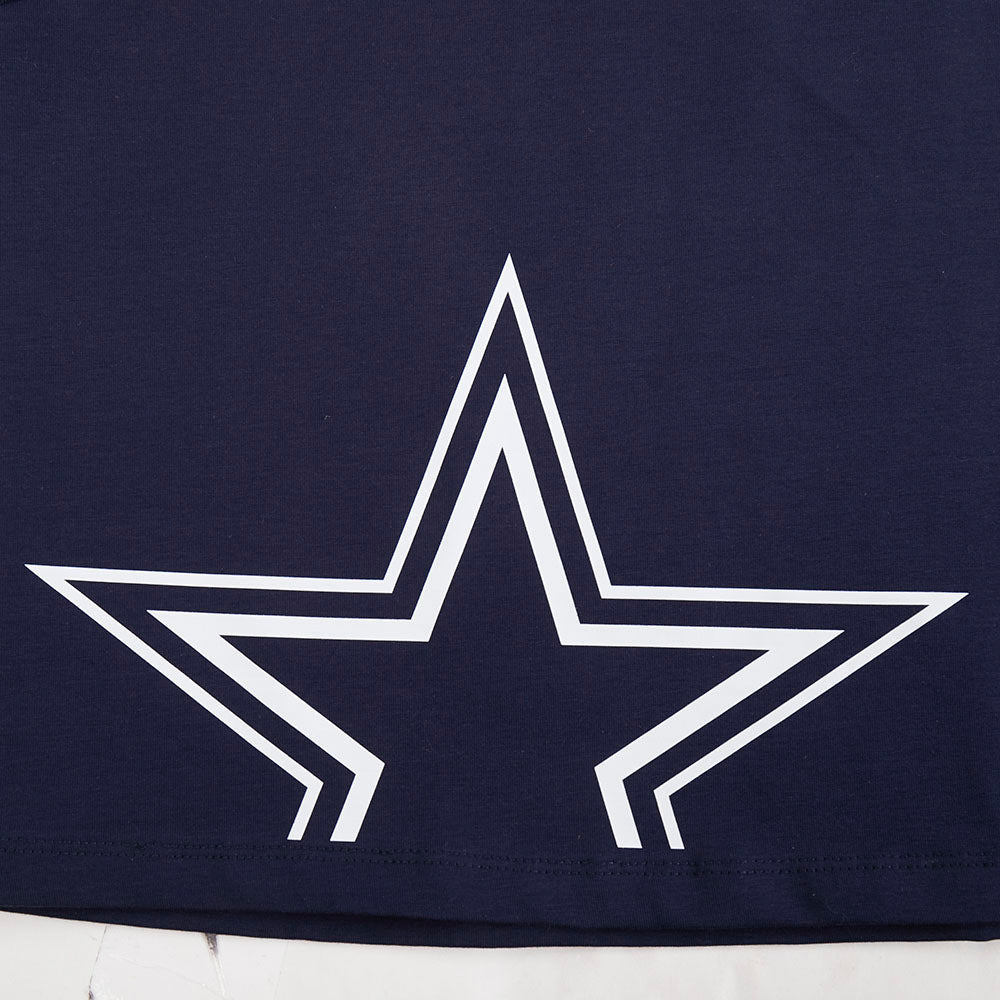 NFL DALLAS COWBOYS SHEER INFLUENCE T-SHIRT TRANSPARENT À COUPE CARRÉE POUR FEMME (MARINE MINUIT)