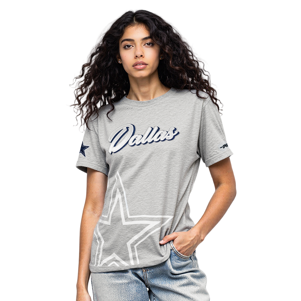NFL DALLAS COWBOYS SHEER INFLUENCE T-SHIRT DE COUPE BOYFRIEND POUR FEMME (GRIS CHINÉ)