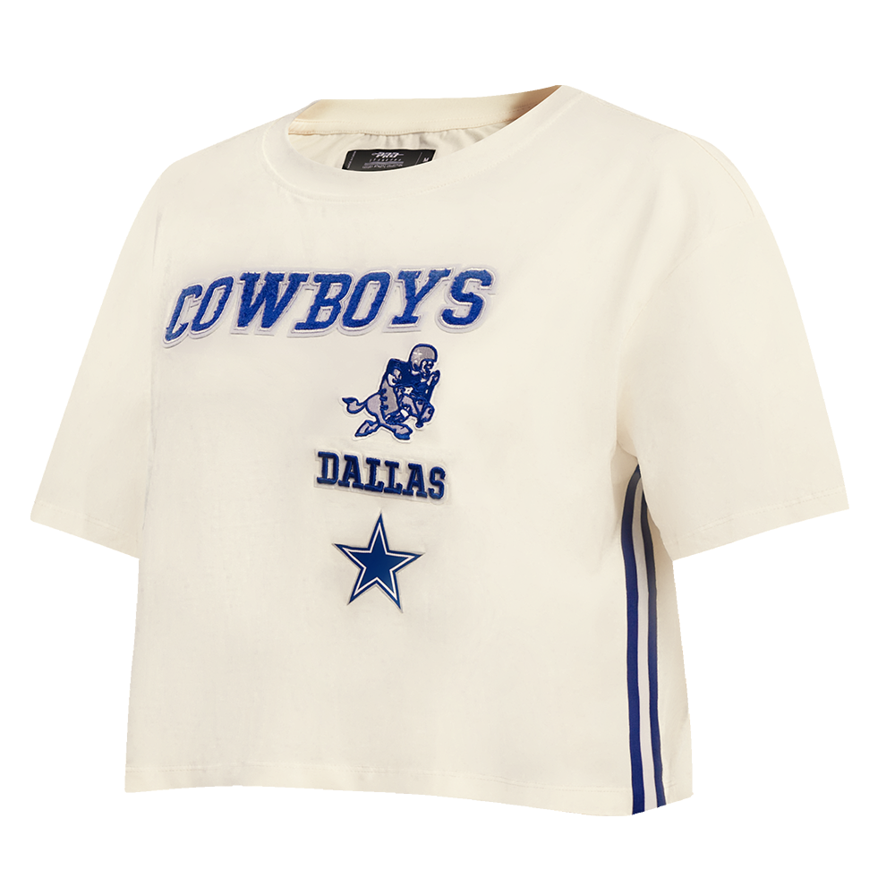 NFL DALLAS COWBOYS RETRO CLASSIC T-SHIRT À COUPE CARRÉE POUR FEMME (COQUILLE D'ŒUF)