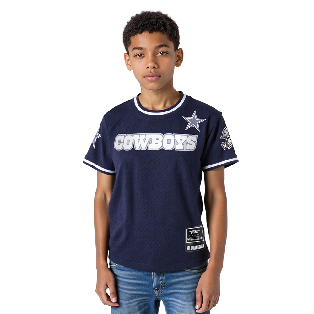 NFL DALLAS COWBOYS CLASSIC T-SHIRT EN FILET À MANCHES COURTES POUR GARÇON JUNIOR (MARINE MINUIT)