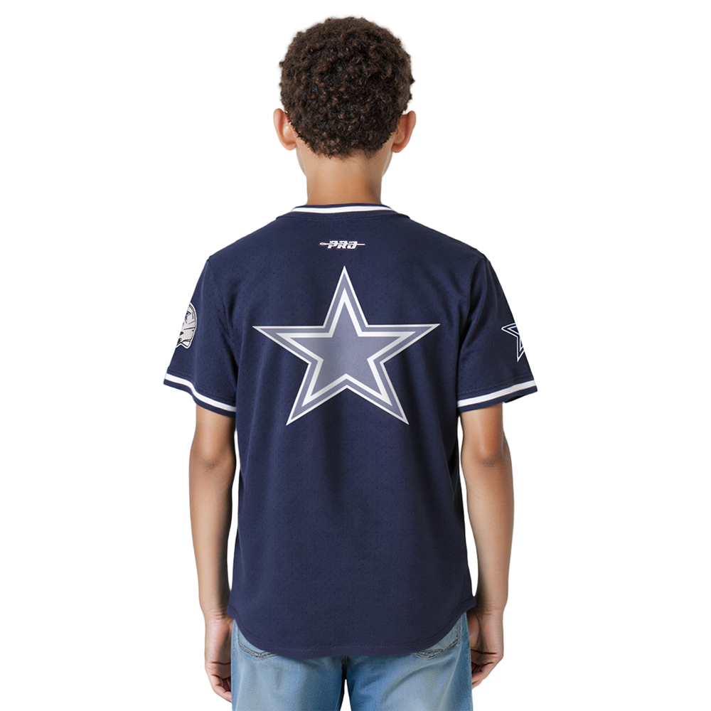 NFL DALLAS COWBOYS CLASSIC T-SHIRT EN FILET À MANCHES COURTES POUR GARÇON JUNIOR (MARINE MINUIT)