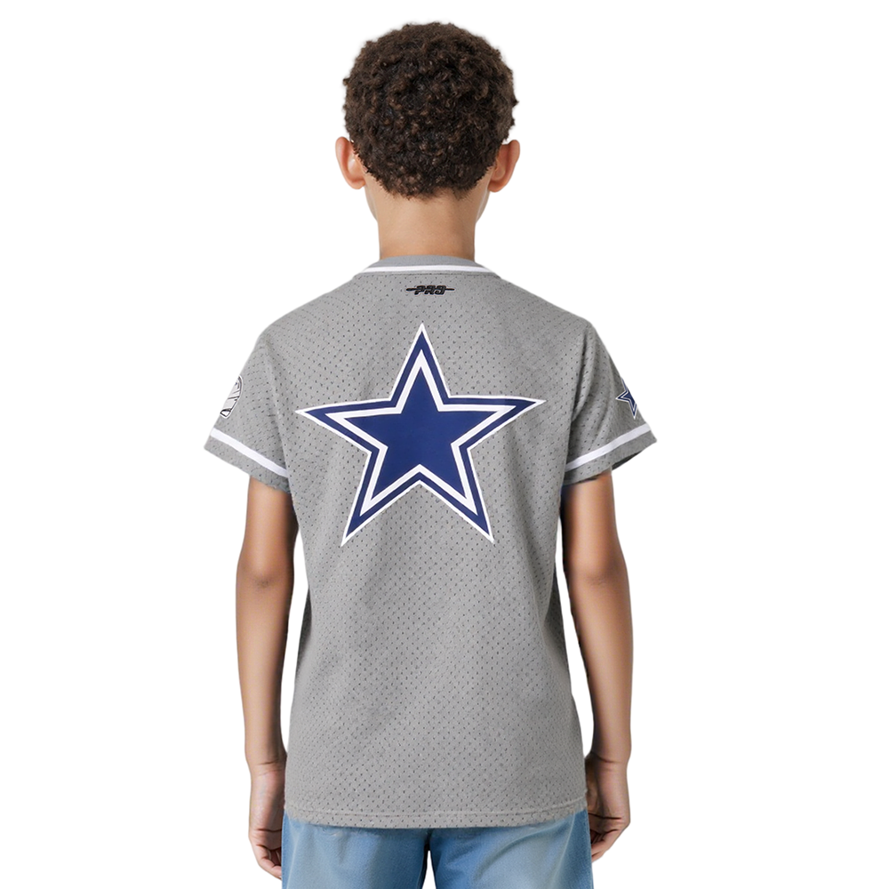 NFL DALLAS COWBOYS CLASSIC BIG BOYS MESH BUTTON DOWN SHIRT (GRAY)