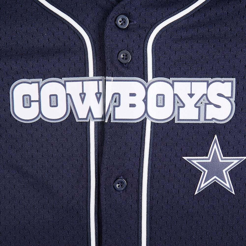 NFL DALLAS COWBOYS CLASSIC BIG BOY'S MESH BUTTON DOWN SHIRT (MIDNIGHT NAVY)