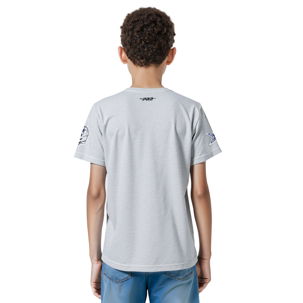 NFL DALLAS COWBOYS CLASSIC T-SHIRT EN JERSEY SIMPLE POUR GARÇON JUNIOR (GRIS CHINÉ)