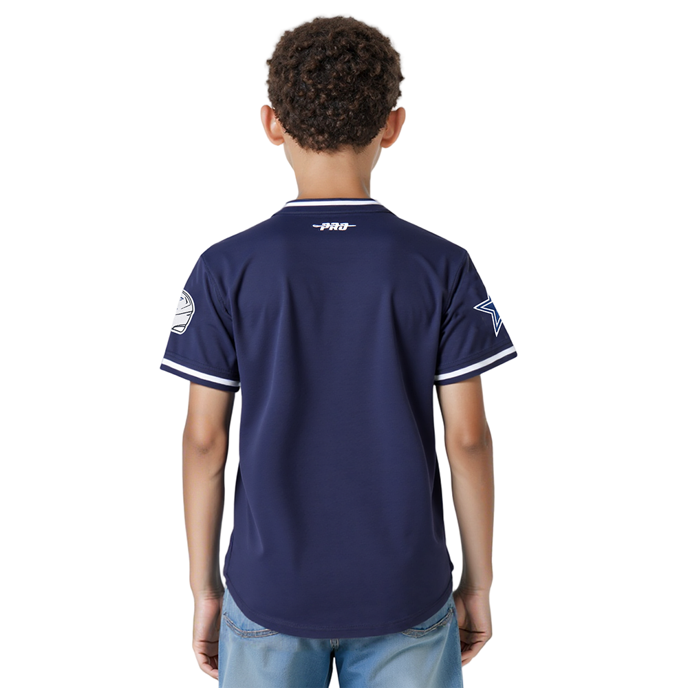 NFL DALLAS COWBOYS CLASSIC T-SHIRT CÔTELÉ RAYÉ À MANCHES COURTES POUR GARÇON JUNIOR (MARINE MINUIT)