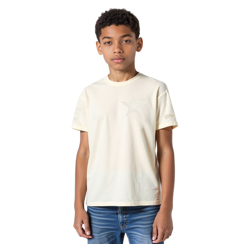 NFL DALLAS COWBOYS NEUTRAL BIG BOY'S SINGLE JERSEY TEE (EGGSHELL)