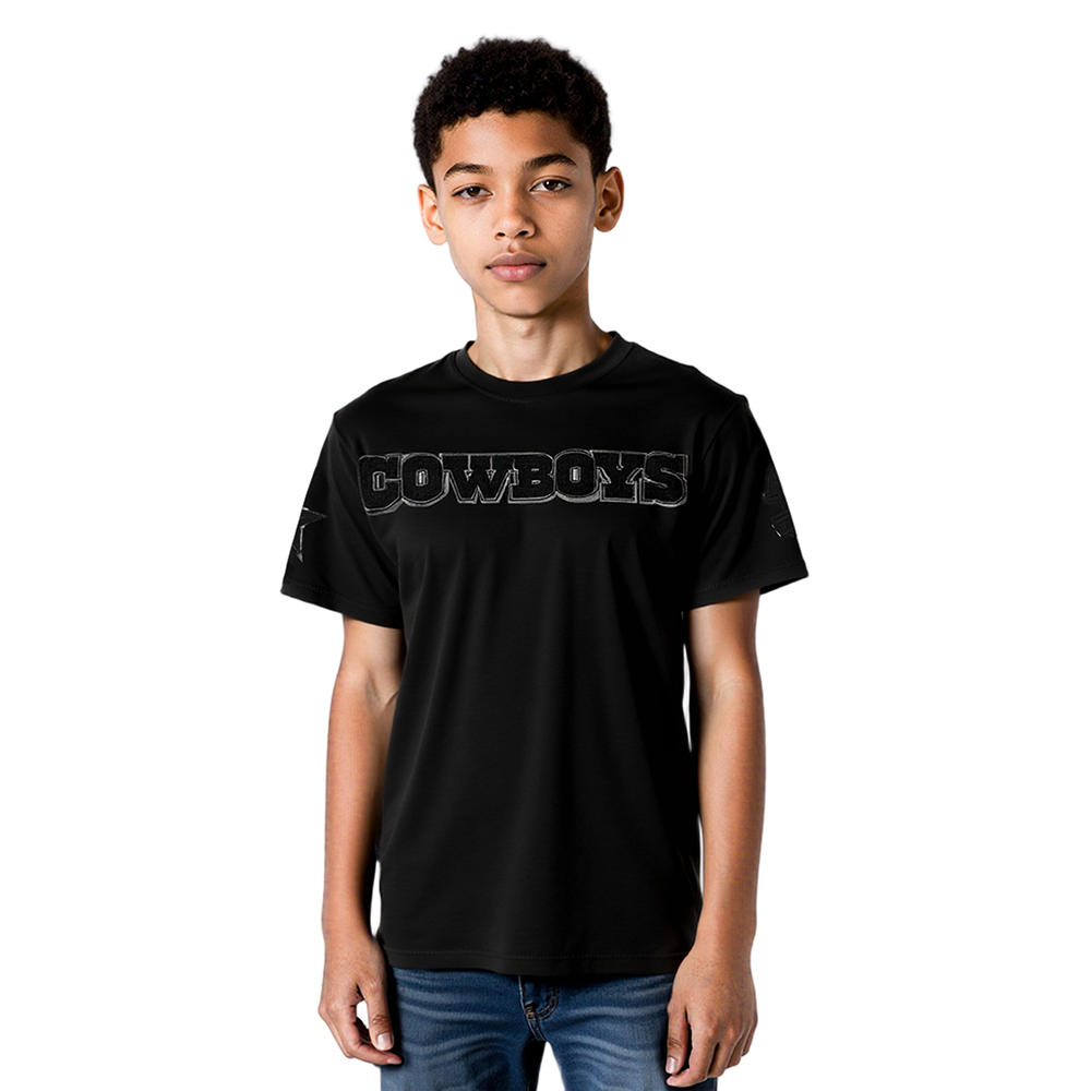 NFL DALLAS COWBOYS TRIPLE BLACK BIG BOY'S SINGLE JERSEY TEE (BLACK)