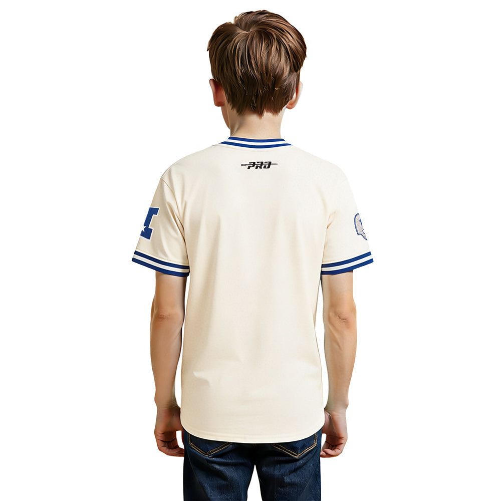 NFL DALLAS COWBOYS RETRO CLASSIC BIG BOY'S SS STRIPED RIB TEE (EGGSHELL/DODGER BLUE)