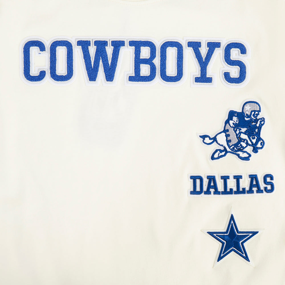 NFL DALLAS COWBOYS RETRO CLASSICS T-SHIRT À BANDES À MANCHES COURTES POUR GARÇON JUNIOR (COQUILLE D'ŒUF/BLEU DODGER)
