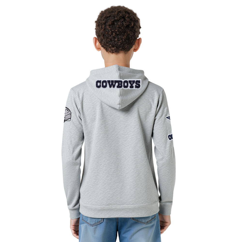 NFL DALLAS COWBOYS CLASSIC BIG BOY'S FLEECE FULL ZIP HOODIE (HEATHER GREY)