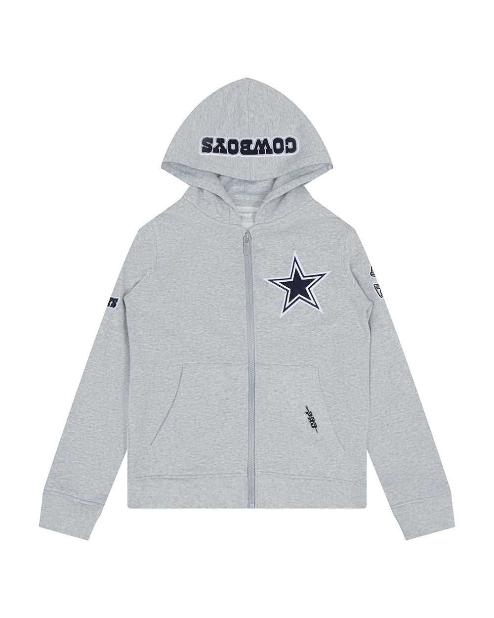 NFL DALLAS COWBOYS CLASSIC BIG BOY'S FLEECE FULL ZIP HOODIE (HEATHER GREY)