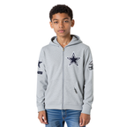 NFL DALLAS COWBOYS CLASSIC BIG BOY'S FLEECE FULL ZIP HOODIE (HEATHER GREY)