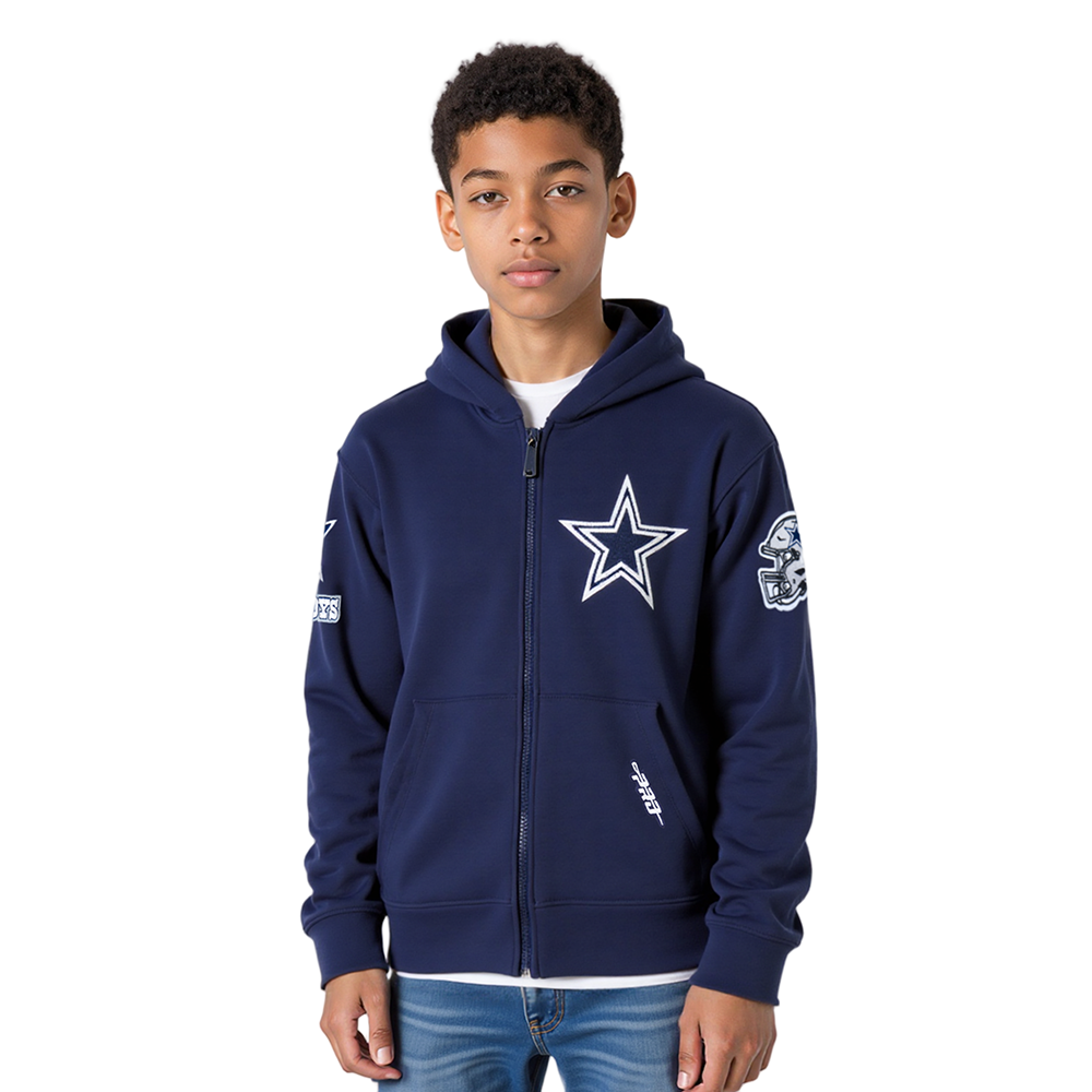 NFL DALLAS COWBOYS CLASSIC CHANDAIL À CAPUCHON EN MOLLETON À GLISSIÈRE POUR GARÇON JUNIOR (MARINE MINUIT)