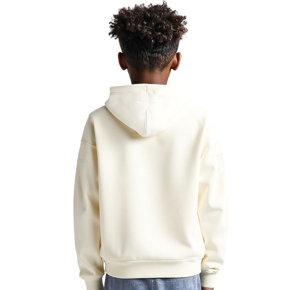 NFL DALLAS COWBOYS NEUTRAL BIG BOYS FLEECE PULLOVER HOODIE (EGGSHELL)