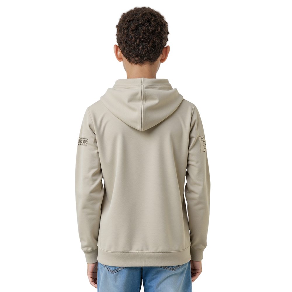 NFL DALLAS COWBOYS NEUTRAL BIG BOY'S FLEECE PULLOVER HOODIE (TAUPE)