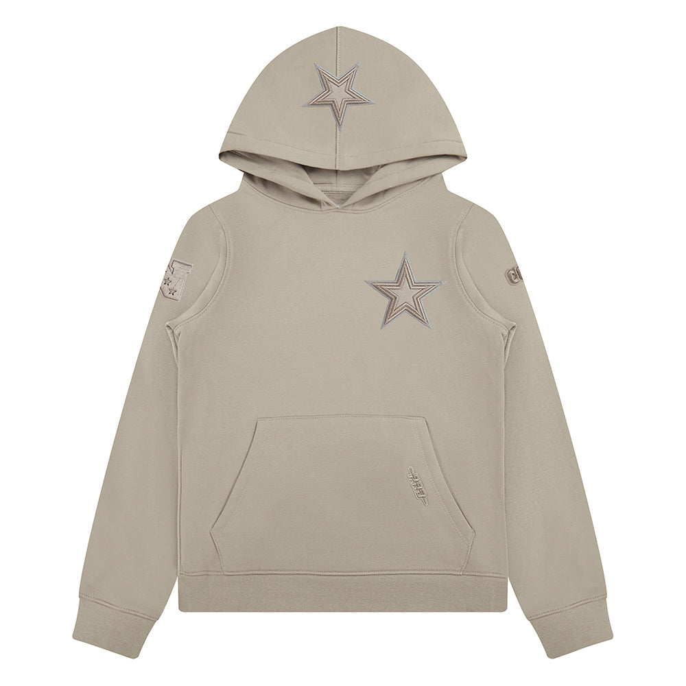 NFL DALLAS COWBOYS NEUTRAL BIG BOY'S FLEECE PULLOVER HOODIE (TAUPE)