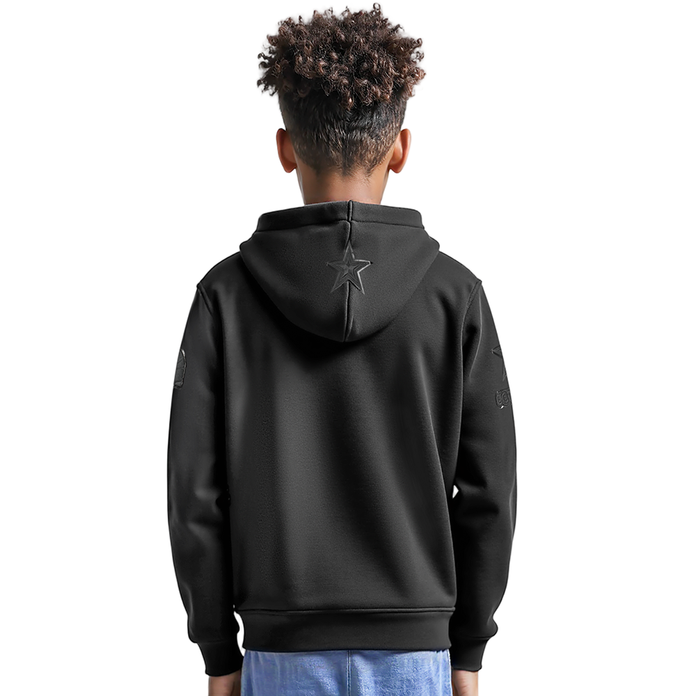 NFL DALLAS COWBOYS TRIPLE BLACK BIG BOYS FLEECE PULLOVER HOODIE (BLACK)