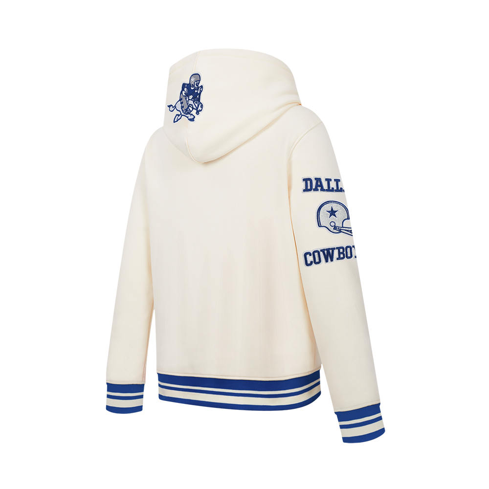 NFL DALLAS COWBOYS RETRO CLASSICS BIG BOY'S RIB FLEECE PO HOODIE (EGGSHELL/DODGER BLUE)