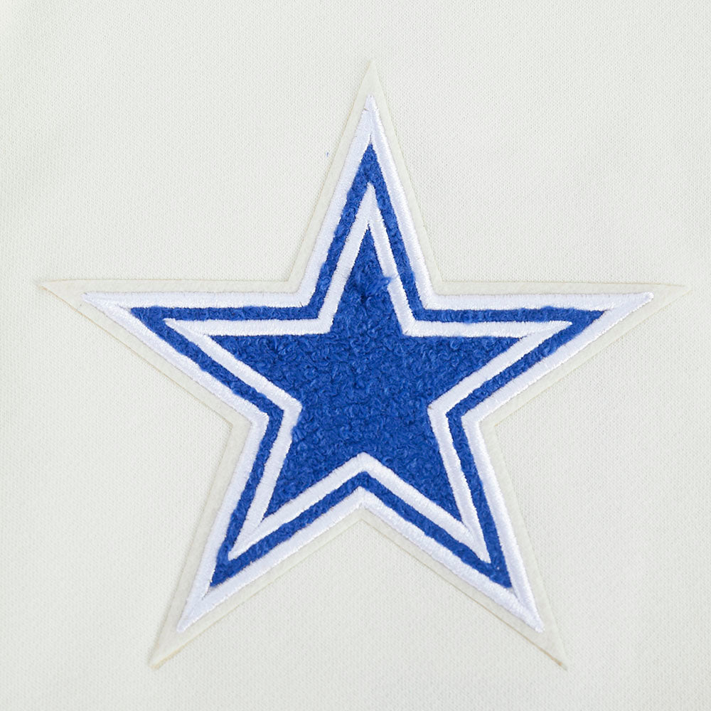 NFL DALLAS COWBOYS RETRO CLASSICS BIG BOY'S RIB FLEECE PO HOODIE (EGGSHELL/DODGER BLUE)