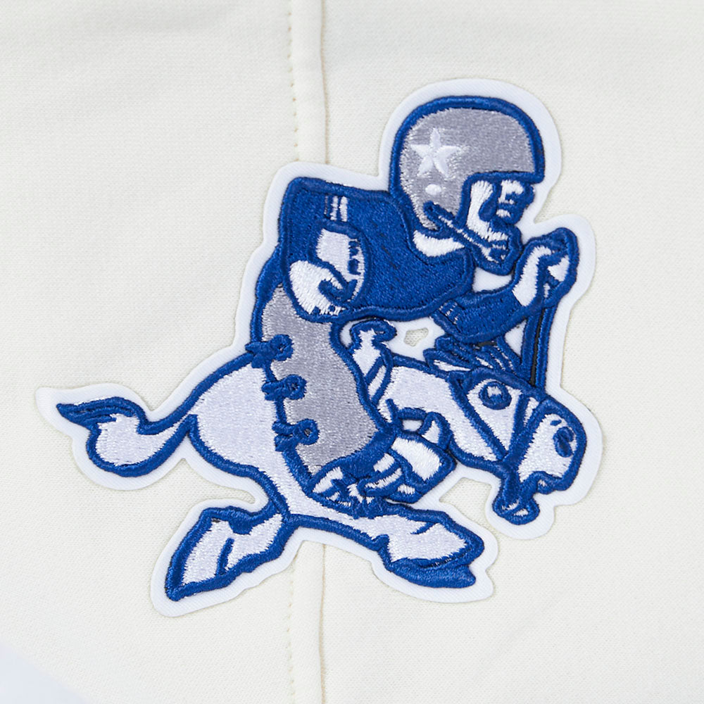 NFL DALLAS COWBOYS RETRO CLASSICS BIG BOY'S RIB FLEECE PO HOODIE (EGGSHELL/DODGER BLUE)