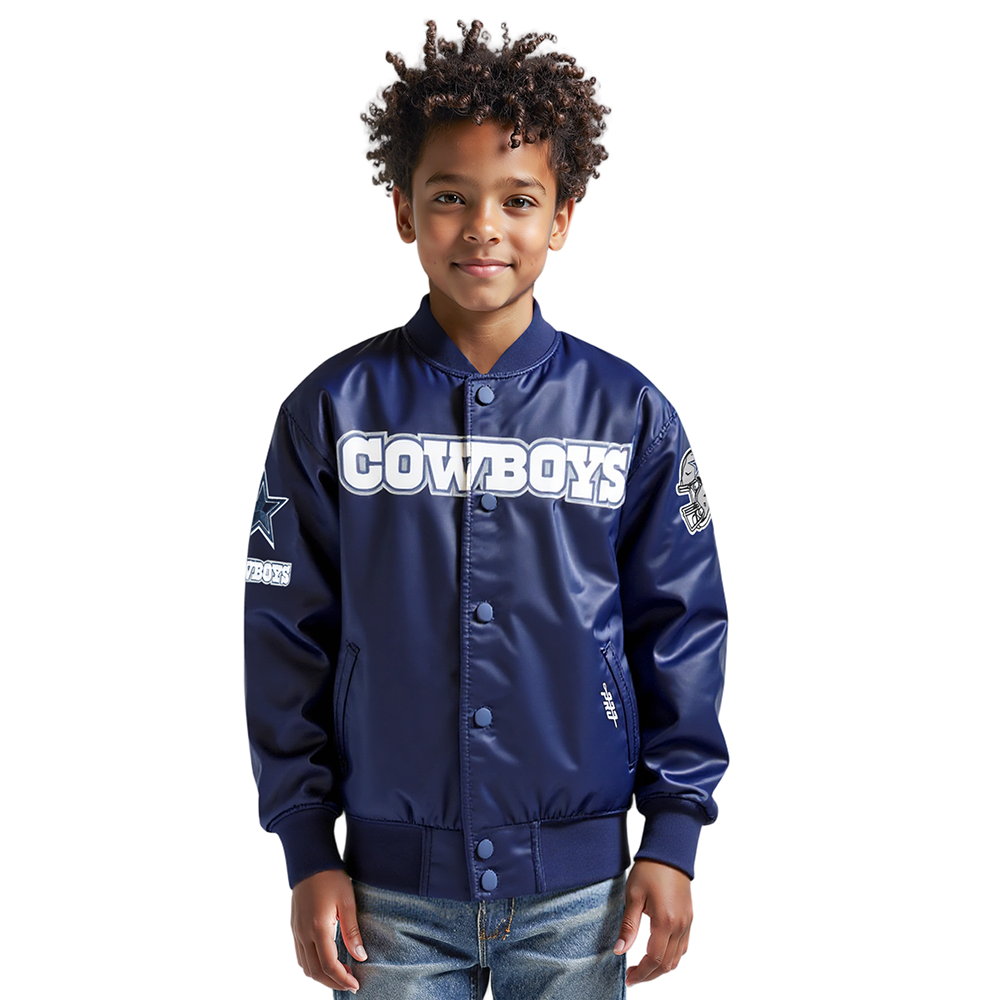 NFL DALLAS COWBOYS CLASSIC BLOUSON EN SATIN POUR GARÇON JUNIOR (MARINE MINUIT)