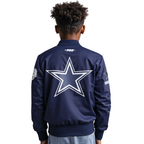 NFL DALLAS COWBOYS CLASSIC BIG BOY'S SATIN JACKET (MIDNIGHT NAVY)