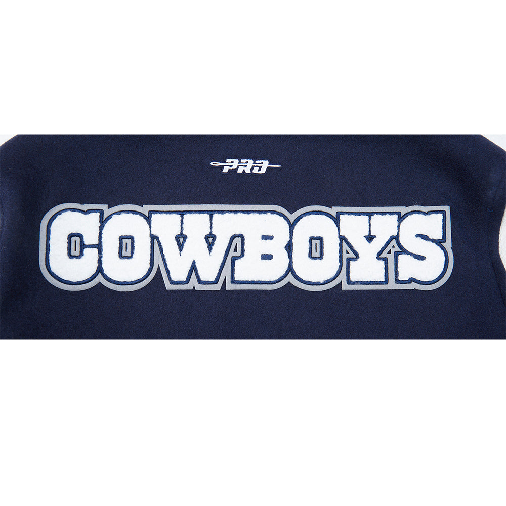 NFL DALLAS COWBOYS CLASSIC BIG BOY'S WOOL VARSITY JACKET (MIDNIGHT NAVY/WHITE)