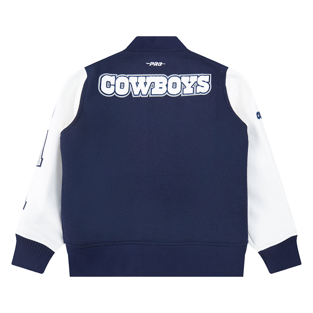 NFL DALLAS COWBOYS CLASSIC BIG BOY'S WOOL VARSITY JACKET (MIDNIGHT NAVY/WHITE)