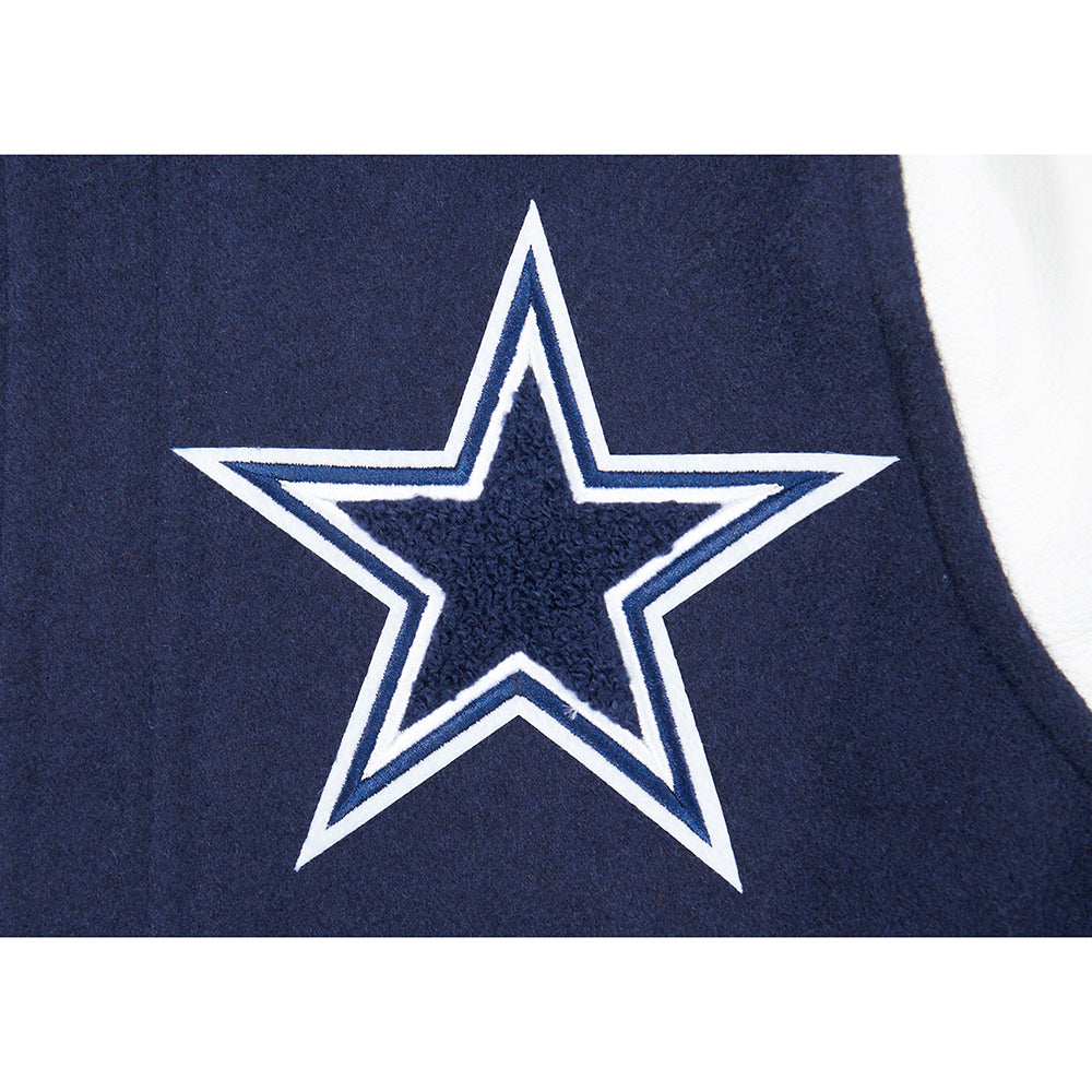 NFL DALLAS COWBOYS CLASSIC BIG BOY'S WOOL VARSITY JACKET (MIDNIGHT NAVY/WHITE)