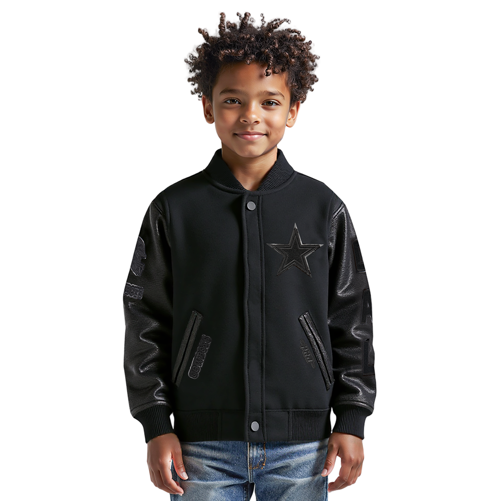 NFL DALLAS COWBOYS TRIPLE BLACK BLOUSON COLLÉGIAL EN LAINE POUR GARÇON JUNIOR (NOIR DE JAIS)