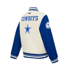 NFL DALLAS COWBOYS RETRO CLASSICS BIG BOY'S RIB WOOL VARSITY JACKET (EGGSHELL/DODGER BLUE)