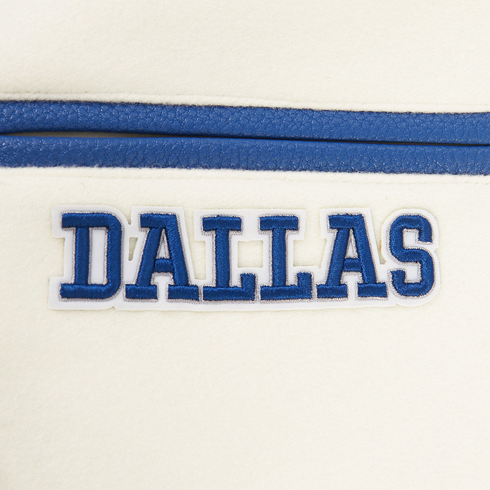 NFL DALLAS COWBOYS RETRO CLASSICS BIG BOY'S RIB WOOL VARSITY JACKET (EGGSHELL/DODGER BLUE)