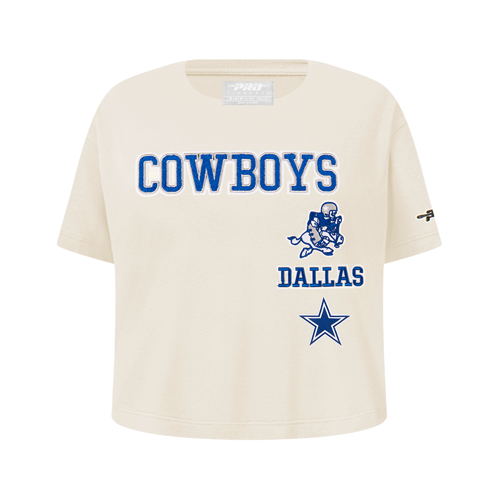 NFL DALLAS COWBOYS RETRO CLASSIC T-SHIRT À COUPE CARRÉE À MANCHES COURTES POUR FILLE JUNIOR (COQUILLE D'ŒUF)
