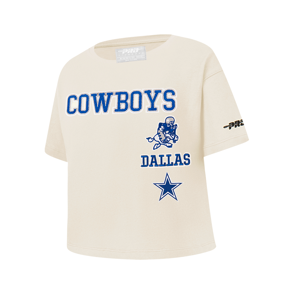 NFL DALLAS COWBOYS RETRO CLASSIC T-SHIRT À COUPE CARRÉE À MANCHES COURTES POUR FILLE JUNIOR (COQUILLE D'ŒUF)
